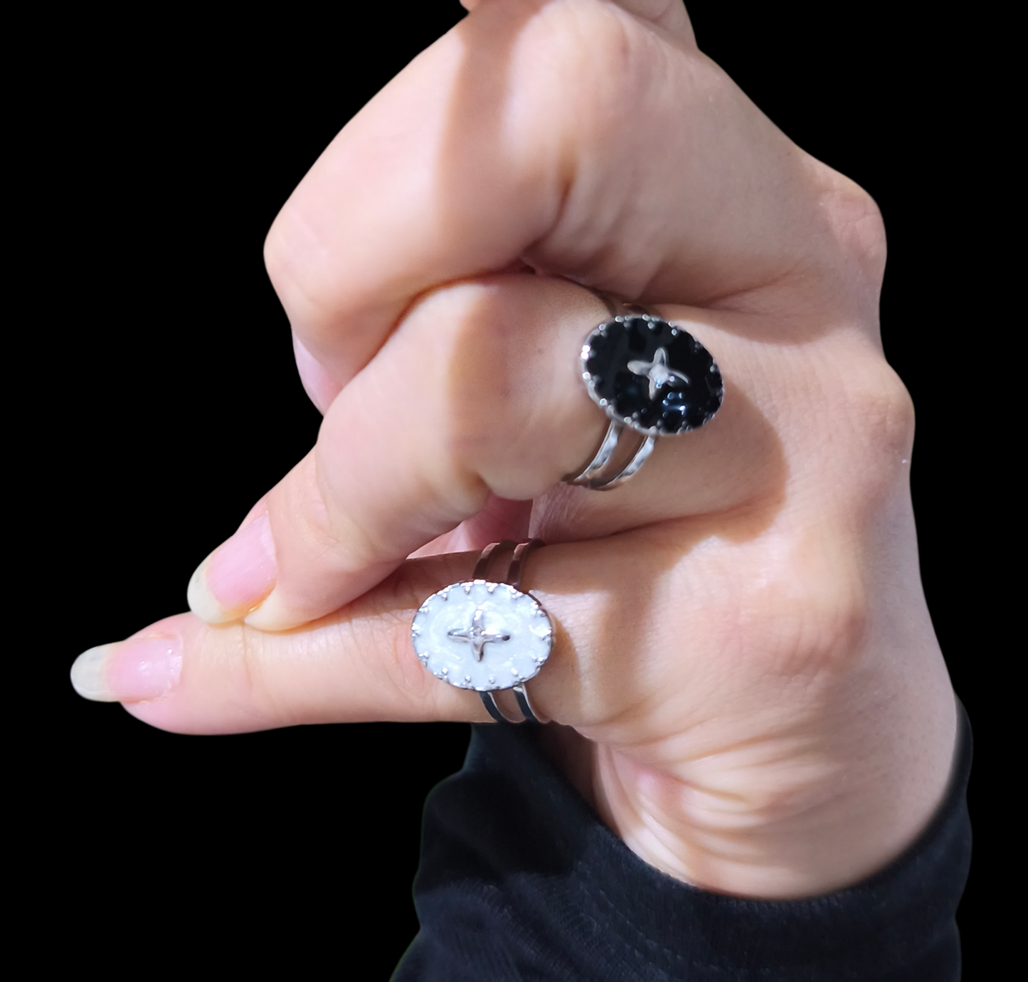 ANILLO ACERO ÓVALO PERLA