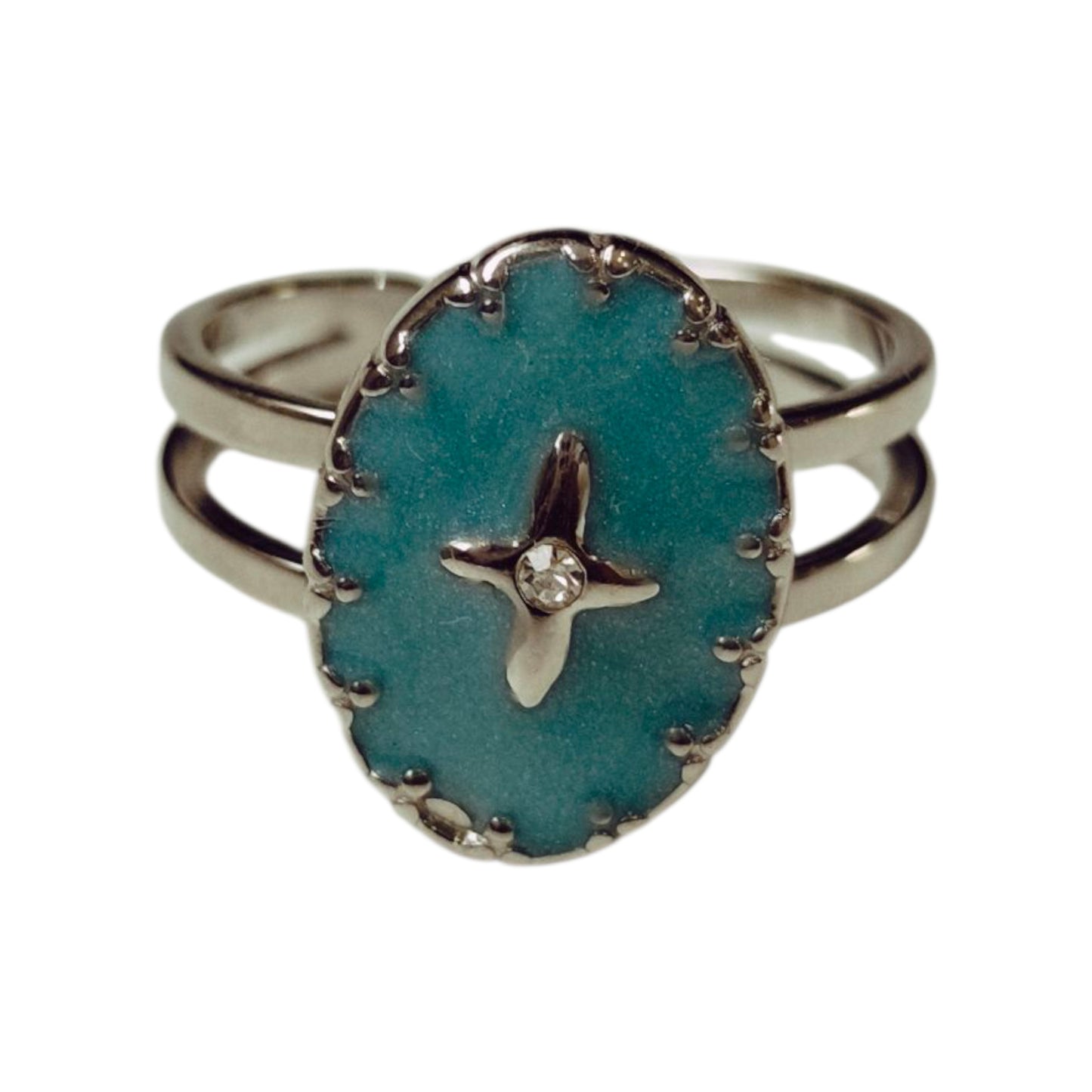 ANILLO ACERO ÓVALO TURQUESA