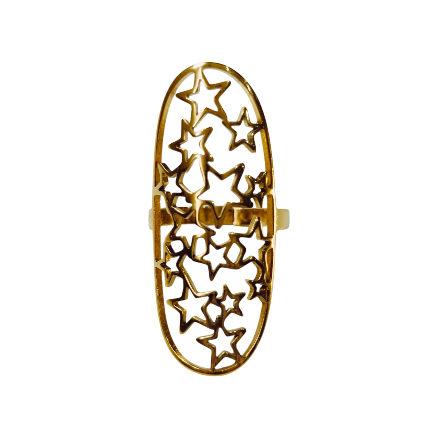 ANILLO ACERO ESTRELLAS GOLD