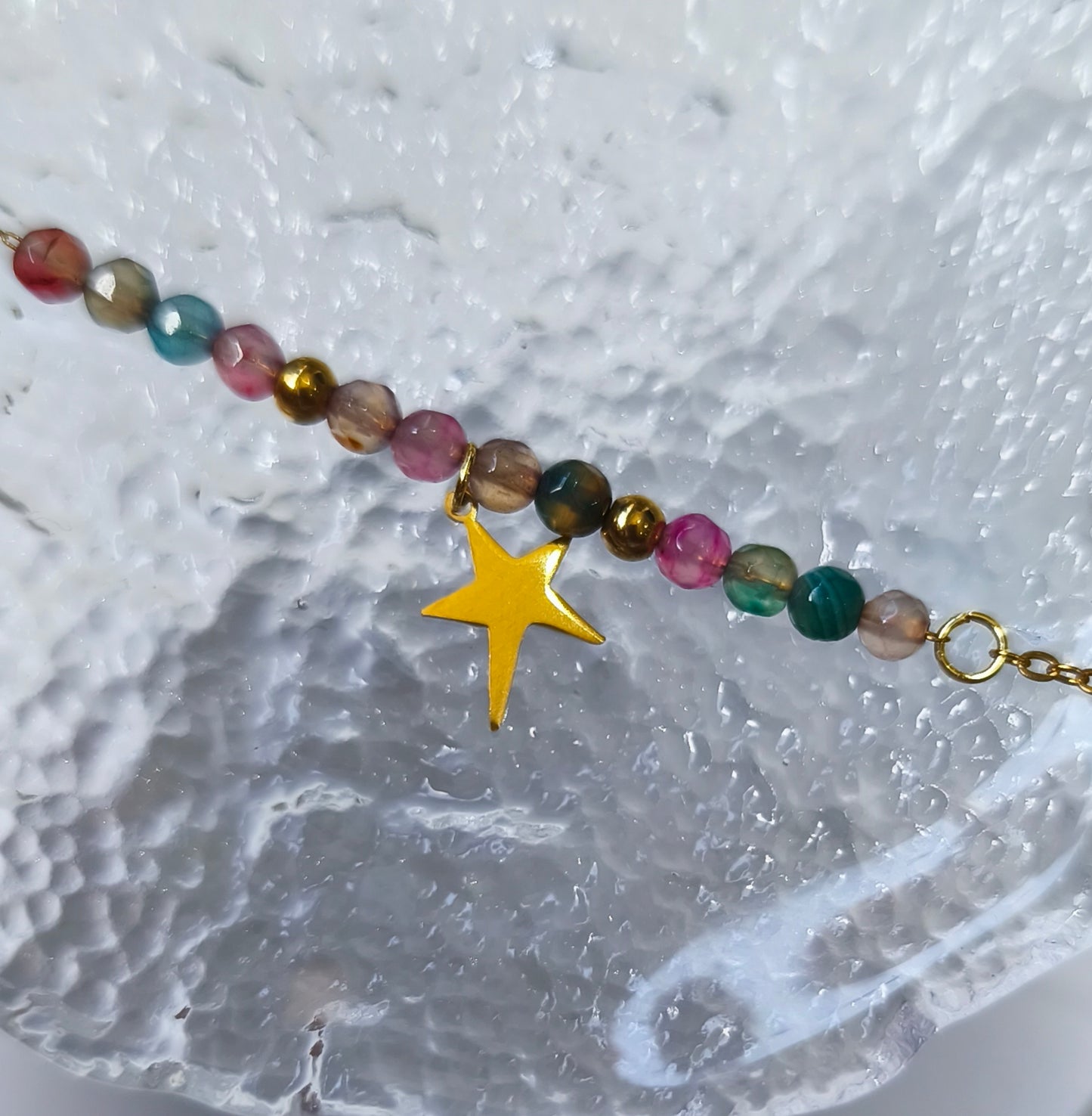Pulsera de Acero con baño de Oro 18k Multicolor con Estrella – Stella