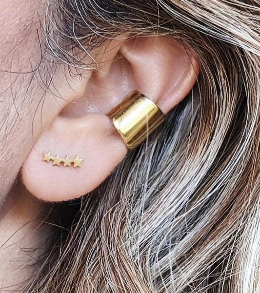 Ear Cuff Ancho Dorado