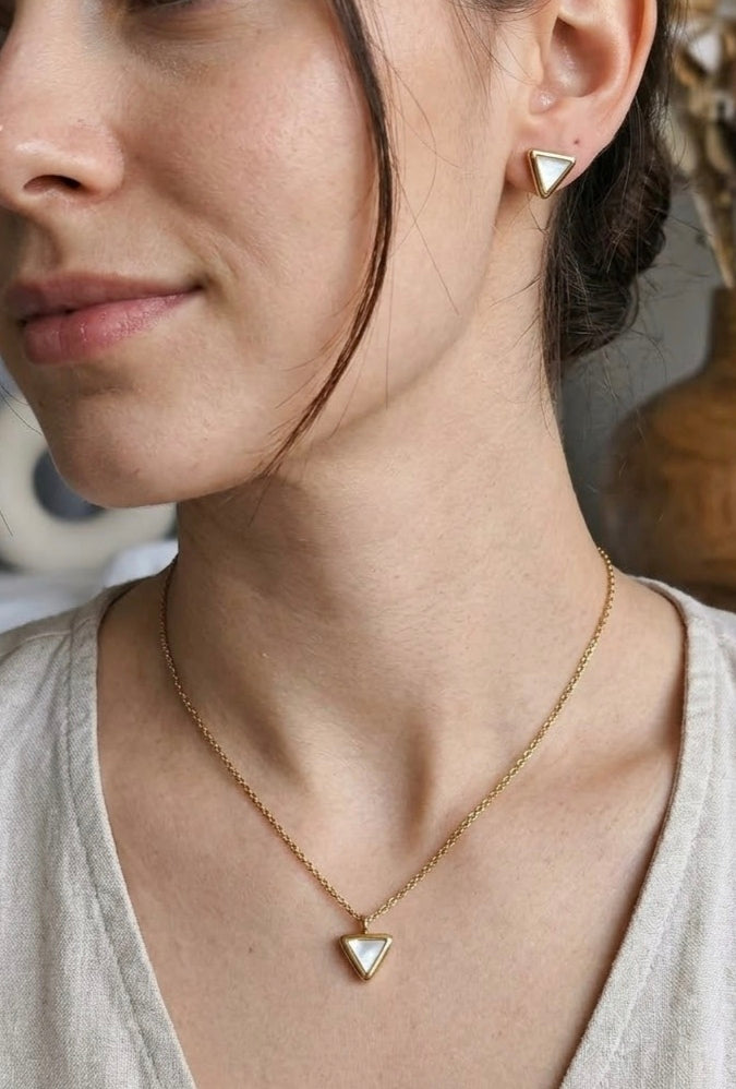 Pendientes Triángulo Nácar